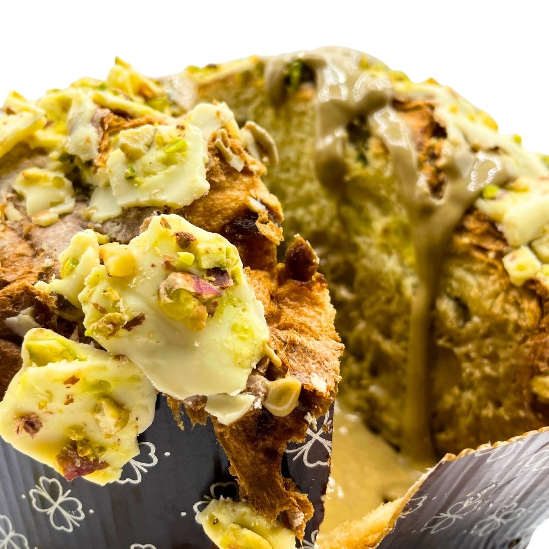 Panettone al Pistacchio 750g con Vasetto di Crema di Pistacchio siciliano 190g