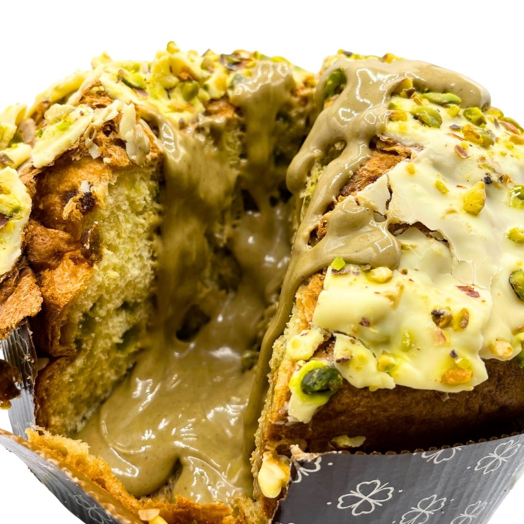 Panettone al Pistacchio 750g con Vasetto di Crema di Pistacchio siciliano 190g