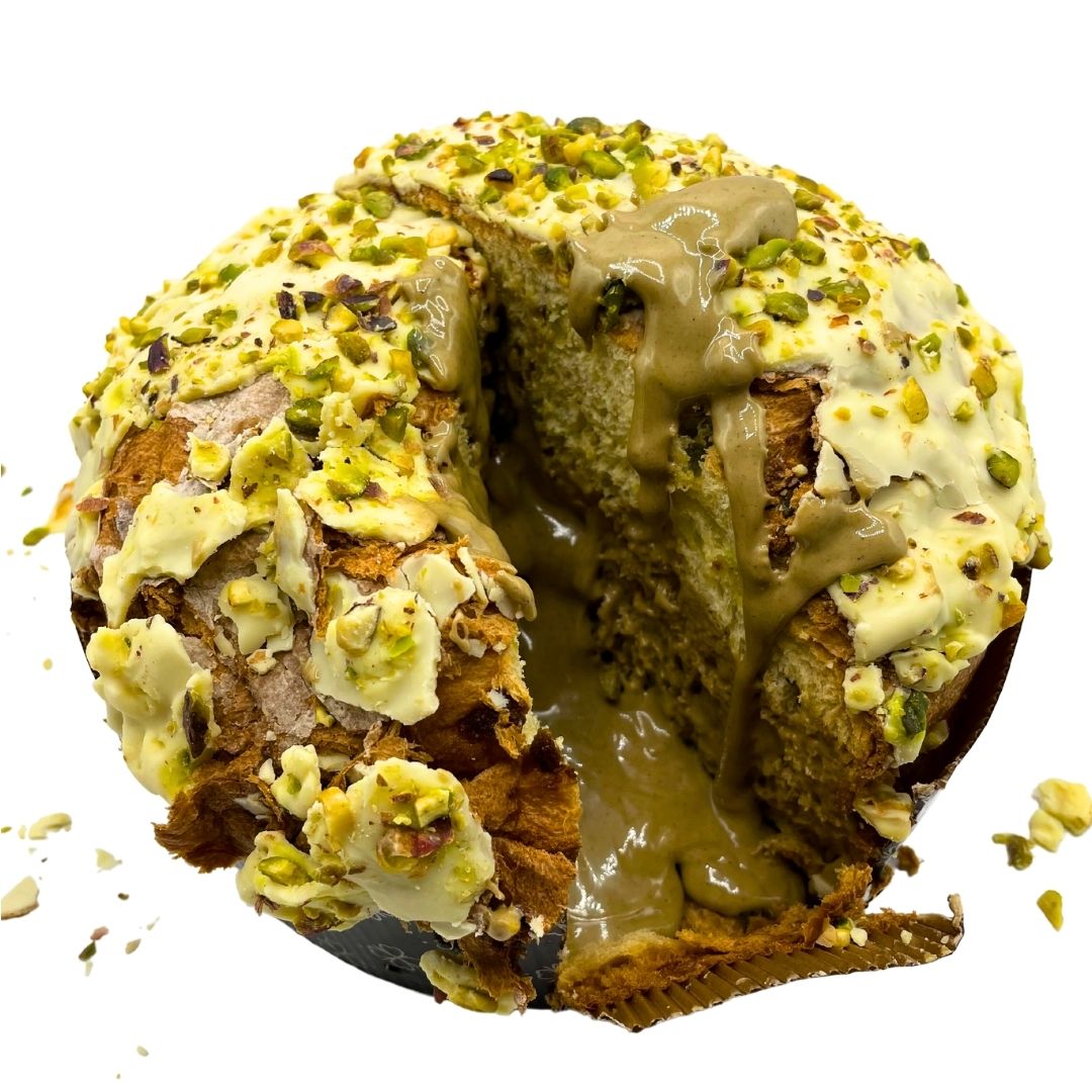 Panettone al Pistacchio 750g con Vasetto di Crema di Pistacchio siciliano 190g